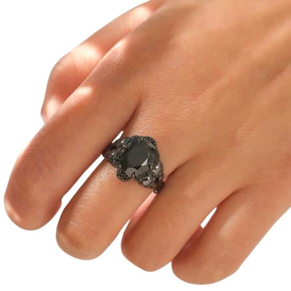 Black Gunmetal Purple Skulls Goth Gothic Ring Halloween Whimsygoth Mystical 9 - Picture 3 of 3